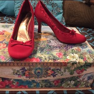 COPY - Red Satin Pin-up Pumps.